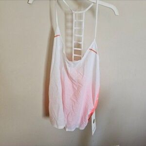 lululemon athletica Breezy Singlet White and Pink Ladder Back Tank